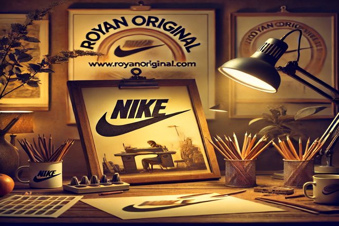 کارولین دیویدسون در حال طراحی لوگوی Swoosh نایکی در استودیو دهه 1970